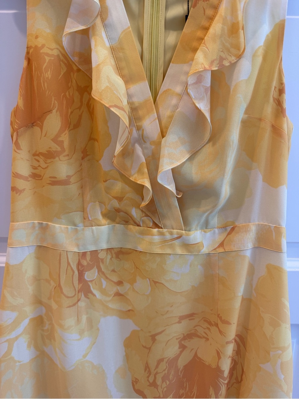 Milly Yellow Floral High-Low Ruffle Maxi Dress - Picture 4 of 8